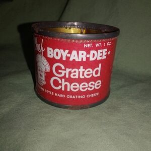 Vintage Chef Boy Ar Dee Grated Cheese Tin Can Collectible Retro Decor